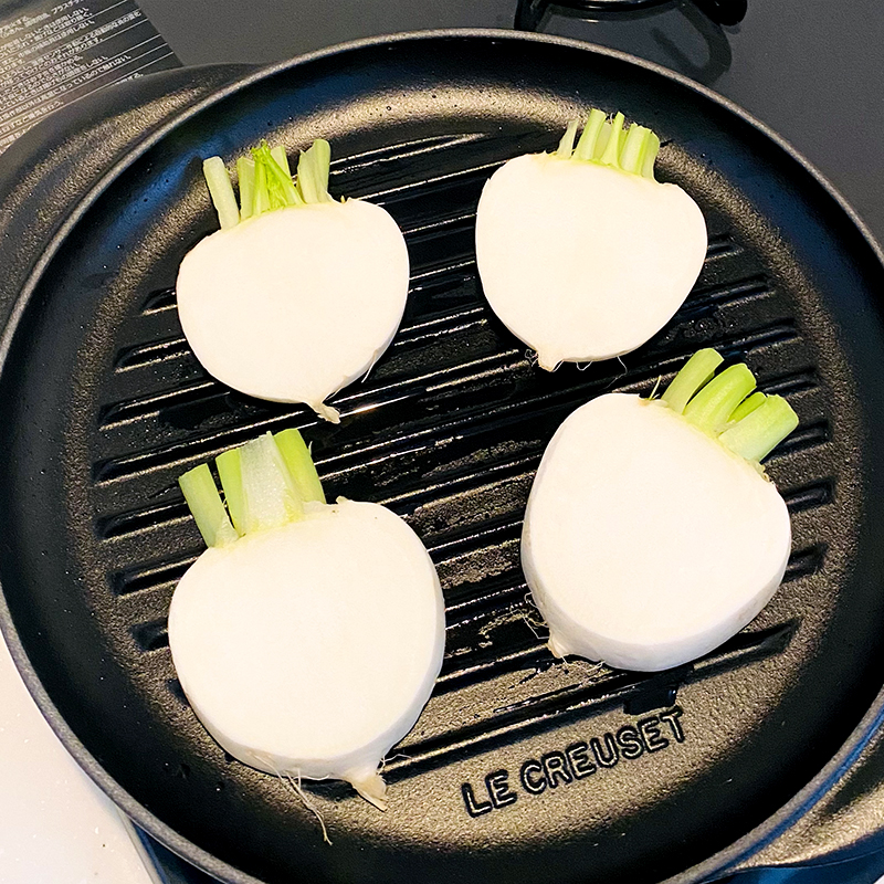 Warm your grill pan and grill turnip on it.