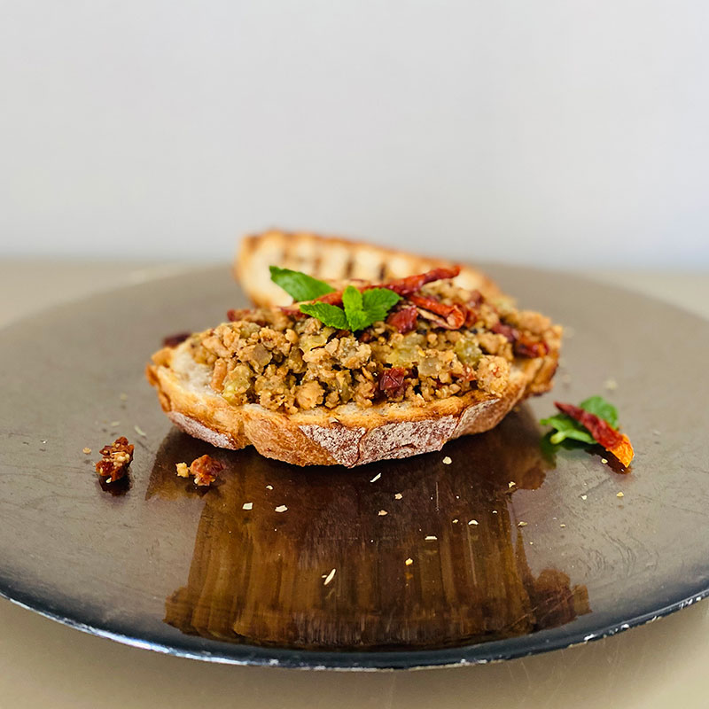 SoMeat, Eggplant and Dry Tomato Sandwich